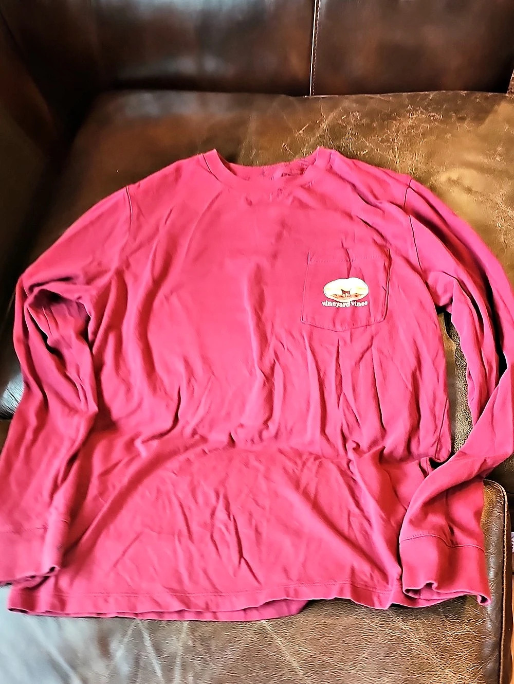 Vineyard Vines Long Sleeve Graphic Tee in Maroon Boys Large 16